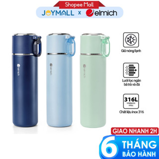 Bình giữ nhiệt inox 316 Elmich EL8315 480ml, Hàng chính hãng, nắp dùng làm cốc, có lưới lọc -JoyMall