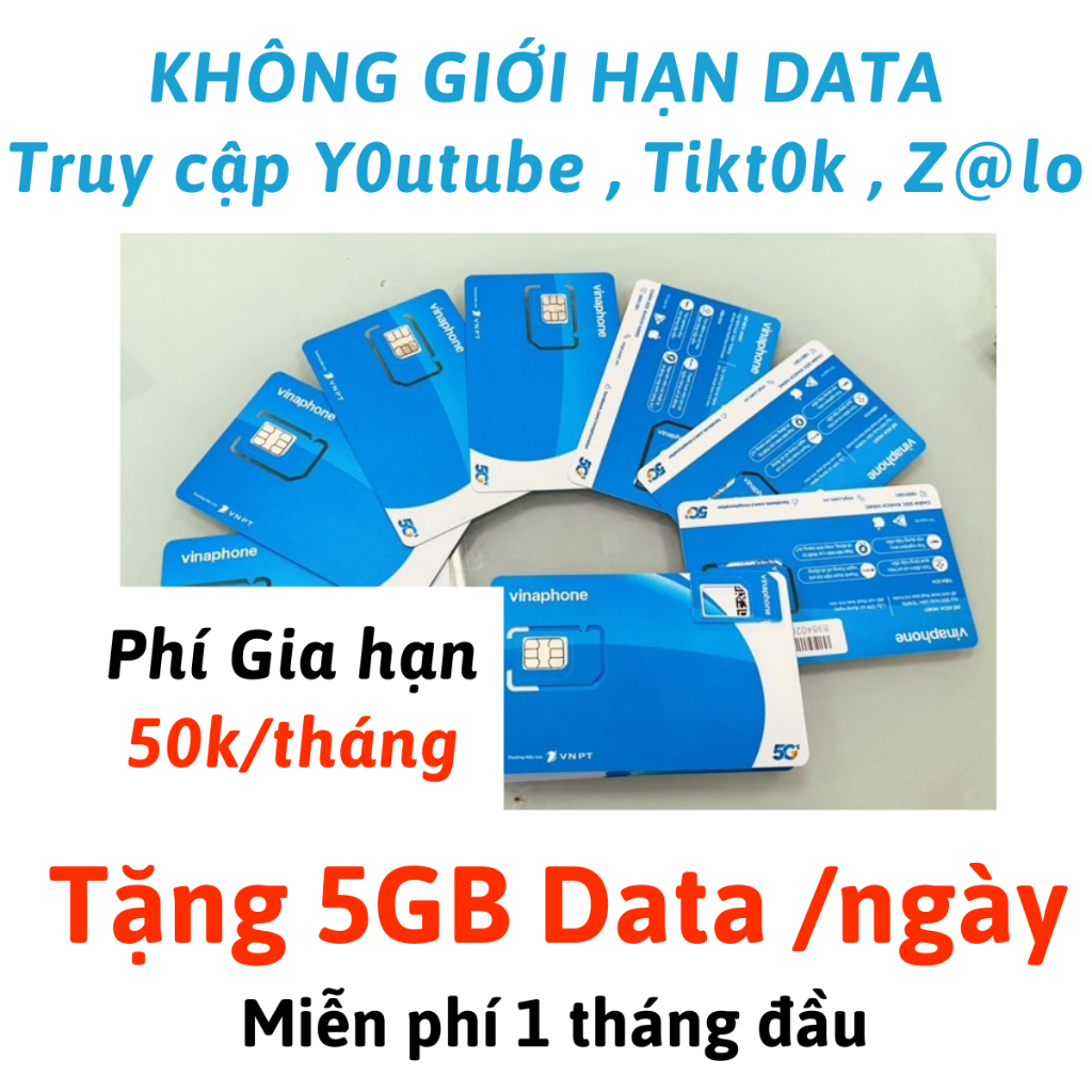 [ RẺ NHẤT ] Sim Data 5G Vina BIG50Y Đăng Ký Chỉ 50k/Tháng Có 1 Tỷ Gb Truy Cập Mạng - Sẵn 1 Tháng Đầu