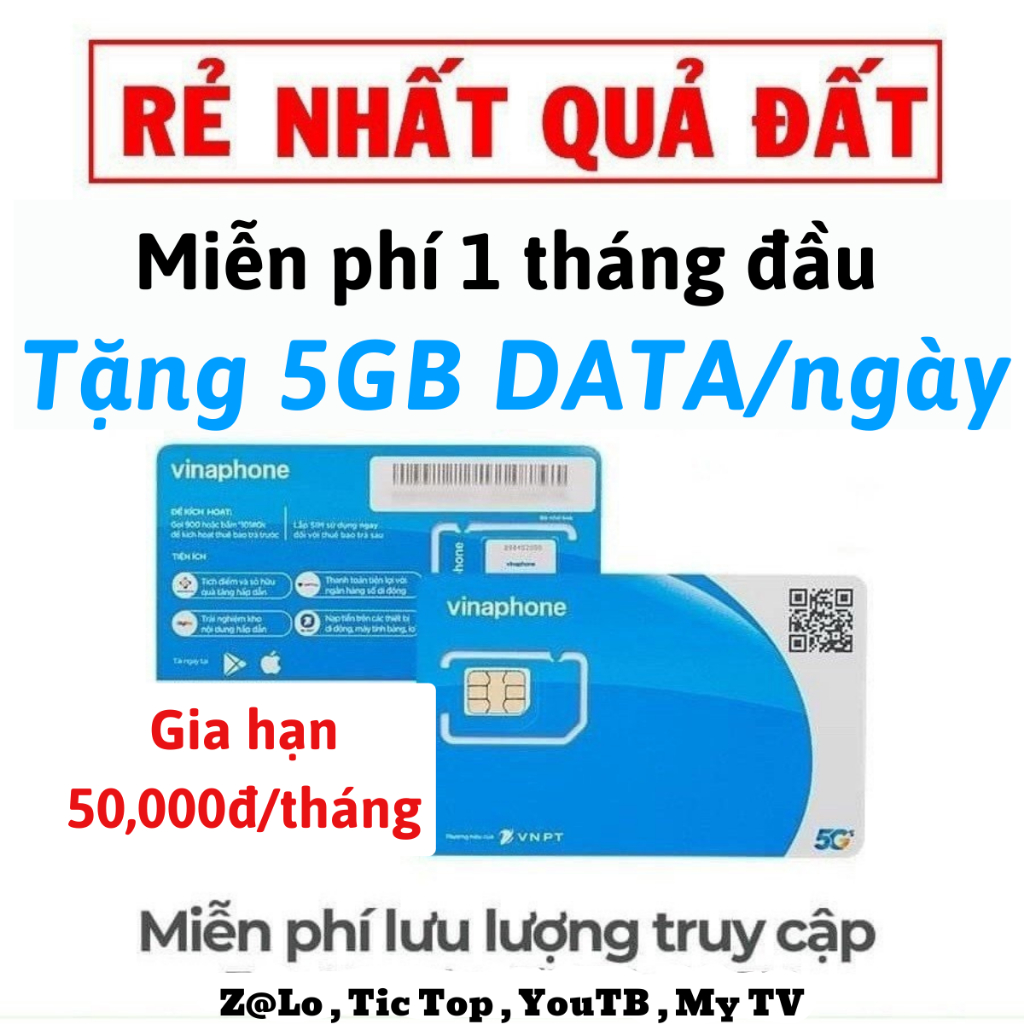 [ BÁN GIÁ SỈ ] Sim Data 5G Vina BIG50Y 1 Tỷ G Xem Video Lướt Web Tẹt Ga Chỉ 50K/Tháng - Tặng Tháng Đ