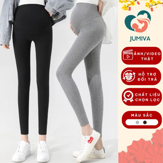 Quần Legging Bầu Dài Lửng Đùi Thu Đông Chất Vải Co Giãn Nâng Mông Basic Mẫu Mới Thời Trang JUMIVA