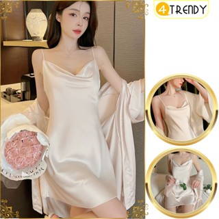 Váy ngủ hai dây cổ đổ 4TRENDY lụa satin cao cấp mềm mại quyến rũ, thanh lịch (không kèm áo choàng)