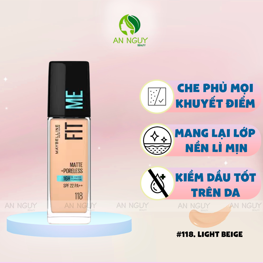 Kem Nền Maybelline Fit Me Matte + Poreless Foundation 30ml #118