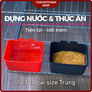  Set 10 cái Máng ăn uống cho gà đá mẫu mới bo góc + móc to 