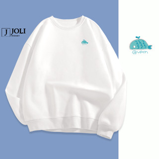 Áo Sweater THÊU whale Cute Nam Nữ By JOLI Unisex Chất Nỉ Lót Bông Form Rộng J Joli Trendy