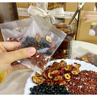 Set trà 3 vị: gạo lứt, đậu đen xanh lòng, táo đỏ, có công dụng giảm cân, thanh nhiệt giải độc cơ thể