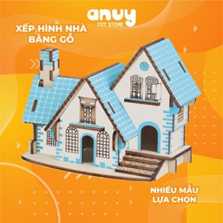 Đồ chơi lắp ráp xếp hình DIY ngôi nhà 3D bằng gỗ phát triễn trí tuệ cho bé