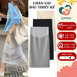 Chân Váy Bầu Dáng Dài Xẻ Tà Có Chun Điều Chỉnh Chất Vải Co Giãn Mẫu Mới 2025 Thời Trang JUMIVA