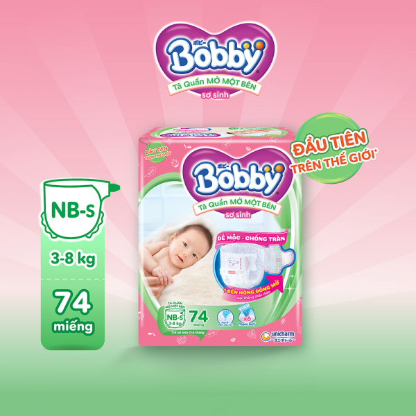 Tã quần mở một bên Bobby size S80 - NB-S74 - S-M62