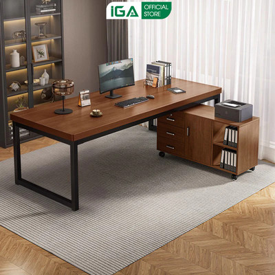 Bàn làm việc 1m6 kèm tủ hồ sơ kích thước lớn thương hiệu IGA - GM190