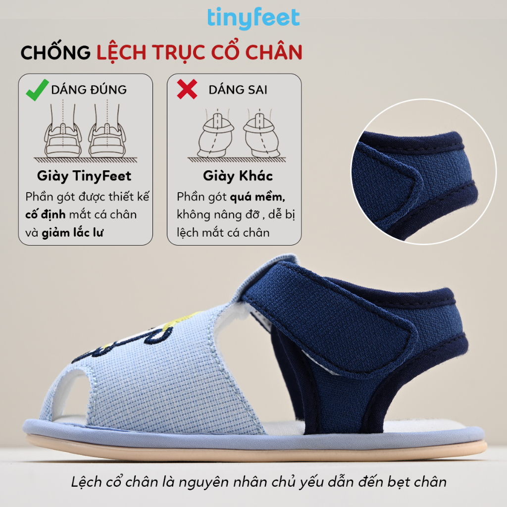 Sandal Tập Đi Cho Bé 1-3 Tuổi TINYFEET TN01 Vải Cotton Siêu Nhẹ, Chống Trơn Trượt | BigBuy360 - bigbuy360.vn