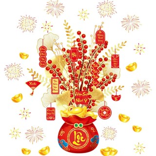 Decal Dán Tường 3D Bình Hoa