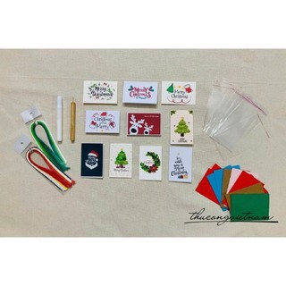 Bộ dụng cụ cuốn giấy quilling,Bộ quilling dụng cụ làm 10 thiệp Giáng Sinh 6*9cm