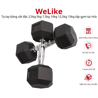  Tạ tay Welike tập gym thể dục thể hình tại nhà bằng sắt nguyên khối cao cấp bọc cao su an toàn chống vỡ sàn nhà 