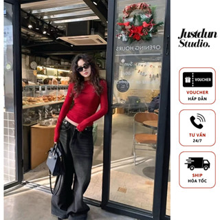 Áo thun nữ giữ nhiệt dài tay Justdun A8 siêu co giãn chất cotton mịn dày dặn