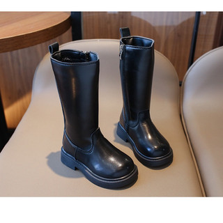 Giày Bốt Cổ Cao Bé Gái, Bốt Da Pu Trơn Kéo Khoá size 22-31 Hàng QC mã G45