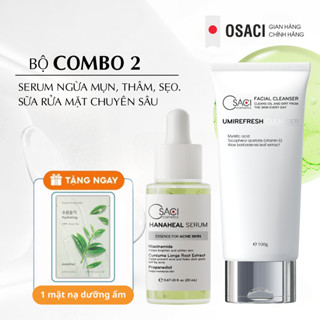  Combo giảm mụn ngừa thâm mờ sẹo rỗ trẻ hóa da Osaci Serum Hana Heal + Sữa rửa mặt sạch sâu dịu nhẹ 