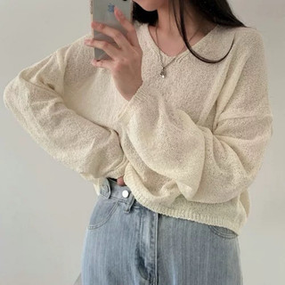 [Sẵn + Hoả tốc] 𝐗𝐢𝐚𝐨𝐥𝐮𝐮 | Áo len mỏng dáng ngắn croptop trơn, áo len cổ tim nhiều màu X03