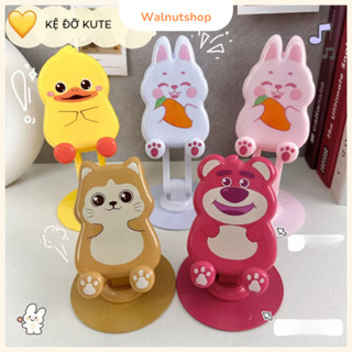 Kệ đỡ điện thoại để bàn hình gấu dâu, vịt, thỏ, mèo kute xoay 360 độ - kệ đỡ chất liệu nhựa ABS bền đẹp, chắc chắn