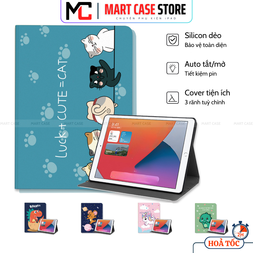 Ốp iPad Silicon Mèo Xanh Chất Đẹp Air 1-2-3-4-5-6-7/Gen 5-6-7-8-9-10-11/Pro 11-9.7-10.5 -MART CASE