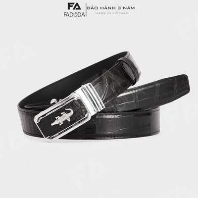 Thắt lưng da cá sấu thật FA DO DA FCB02BD dây ghép bản rộng 3.5 cm màu đen