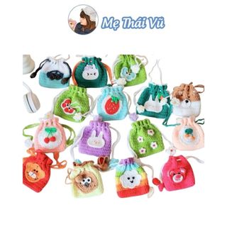 Túi đựng tỏi, túi len đựng lì xì handmade cho bé có quai đeo đan len họa tiết đáng yêu Mẹ Thái Vũ