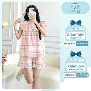 Bộ pijama nữ cánh tiên cổ tròn mặc nhà nhiều màu chất Cotton, Xô Lụa, Đũi, Tole, Lanh