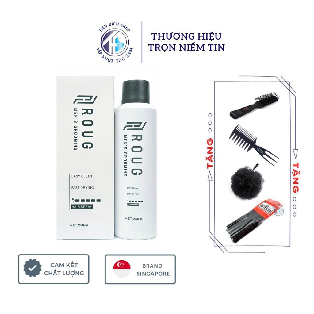  Gôm xịt tóc Roug Hair Spray 250ml cao cấp Singapore dành cho nam nữ + Tặng Quà tùy chọn 