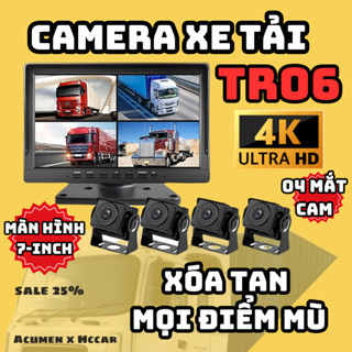 Camera hành trình XE TẢI 4 mắt TR06, Màn 7inch, 4 mắt Camera Ghi hình 4K Kiêm Cam Lùi, Siêu Bền, Có Hồng Ngoại,TiếngViệt