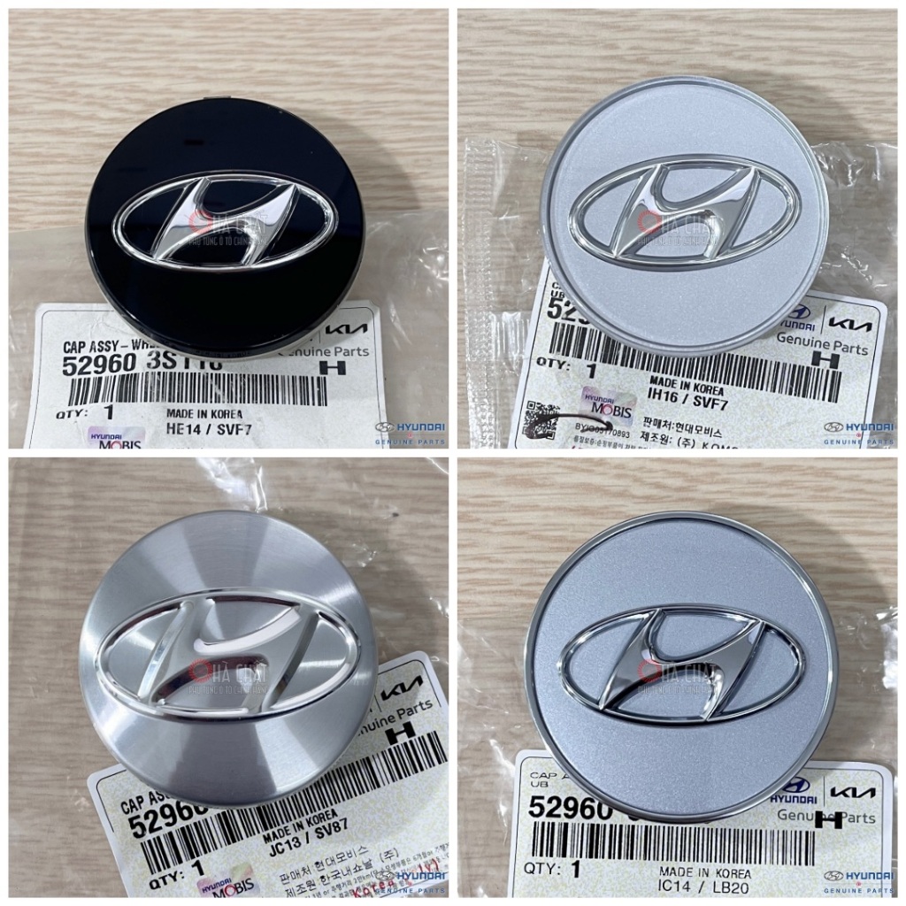 Logo chụp lazang  60 mm cho HYUNDAI SANTAFE TUCSON KONA, chính hãng HYUNDAI MOBIS Hàn Quốc