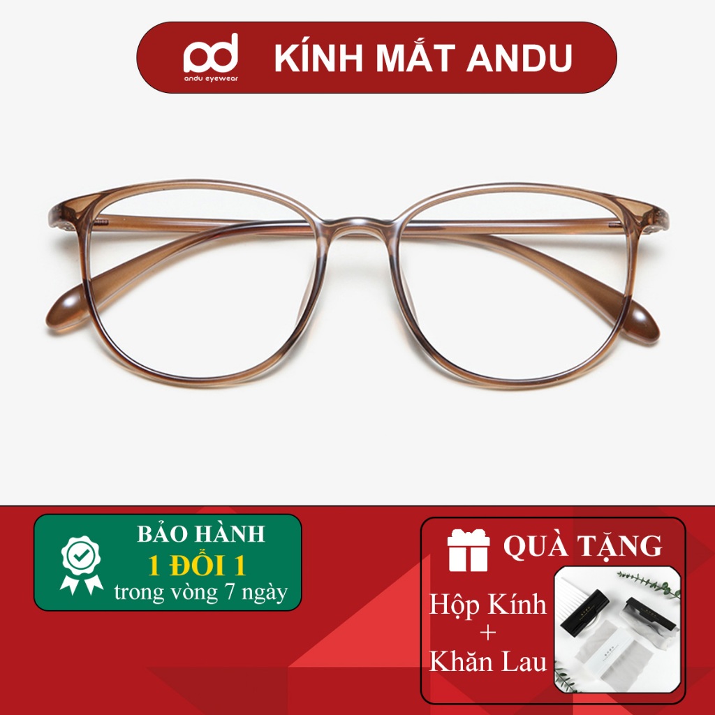 Gọng kính cận thời trang nam nữ ANDU EYEWEAR dáng vuông bo tròn chống tia UV nhựa dẻo 7124