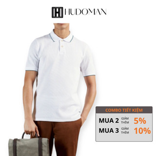 Áo thun polo nam trơn ngắn tay form slimfit HUDOMAN chất vải poly dệt kim interlock phối màu cổ tay áo trẻ trung PL-0030