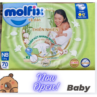 Tã Dán Sơ Sinh Molfix Thiên Nhiên NB 70 Miếng (<5kg) - Thấm Hút Nhanh, Bông Organic