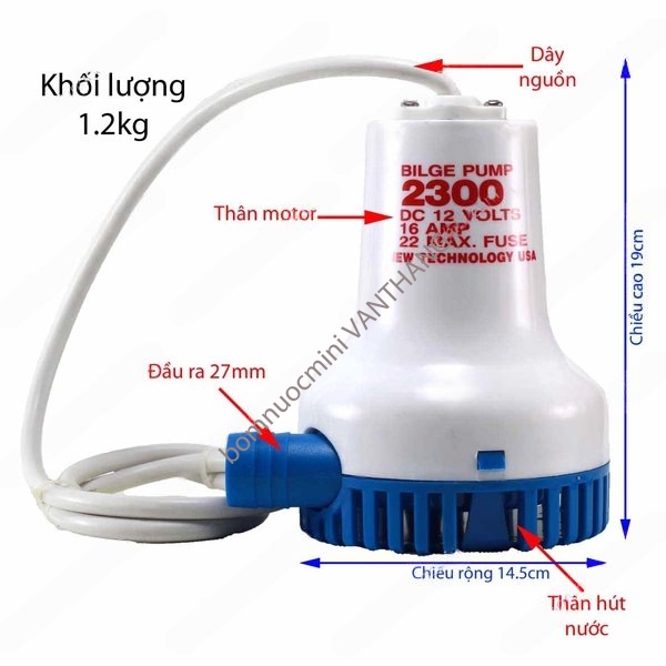 Bơm Chìm Trắng 12V 24V 190W
