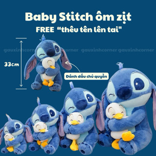 Gấu bông Stitch ôm vịt thêu tên theo yêu cầu