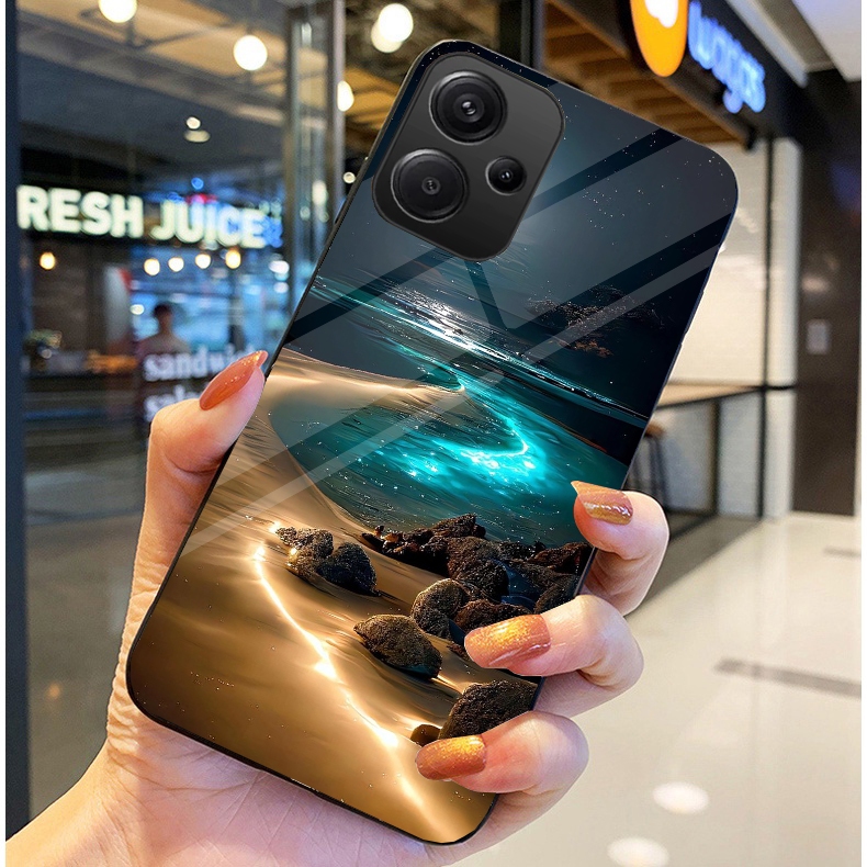 Ốp Lưng XIAOMI REDMI 13/ REDMI 13X Mặt lưng kính tráng gương, thiết kế thiên hà