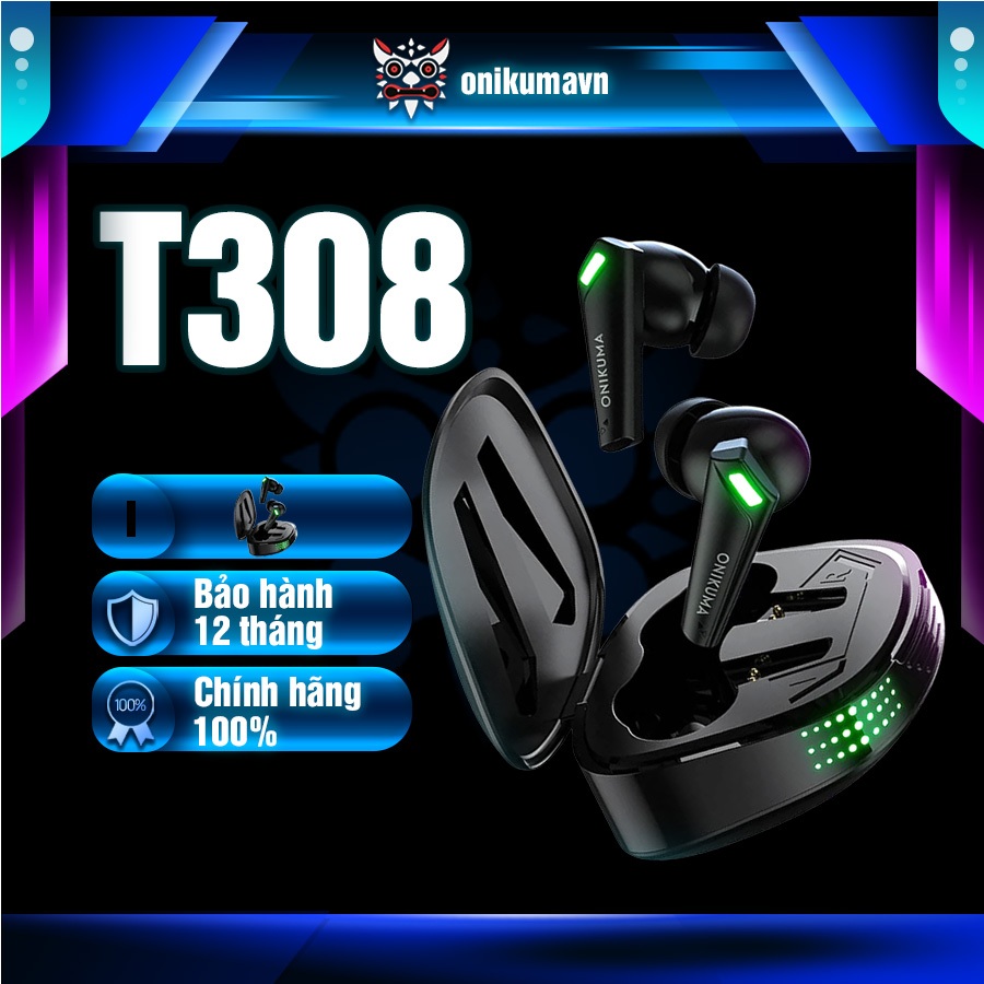 Tai Nghe Bluetooth Gaming Earbuds ONIKUMA T308 TWS - Chống Ồn, Mic Đàm Thoại, Thể Thao