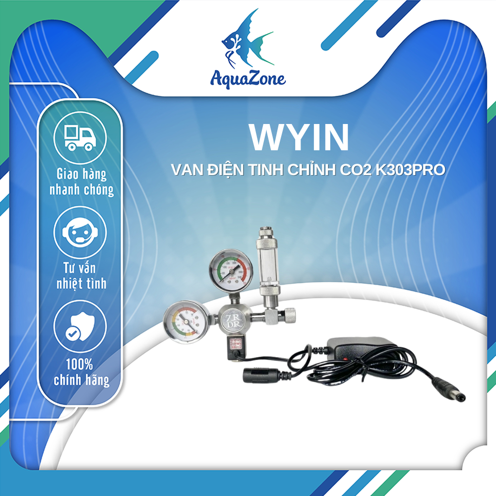 Van điện tinh chỉnh khí CO2 Wyin K303PRO (2 đồng hồ đo áp suất - 2 đếm giọt tiện lợi)