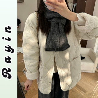  Áo phao chần trám siêu nhẹ Rayin phong cách Hàn Quốc áo khoác bông nữ lót lông cừu dáng rộng nhẹ nhàng ấm áp 