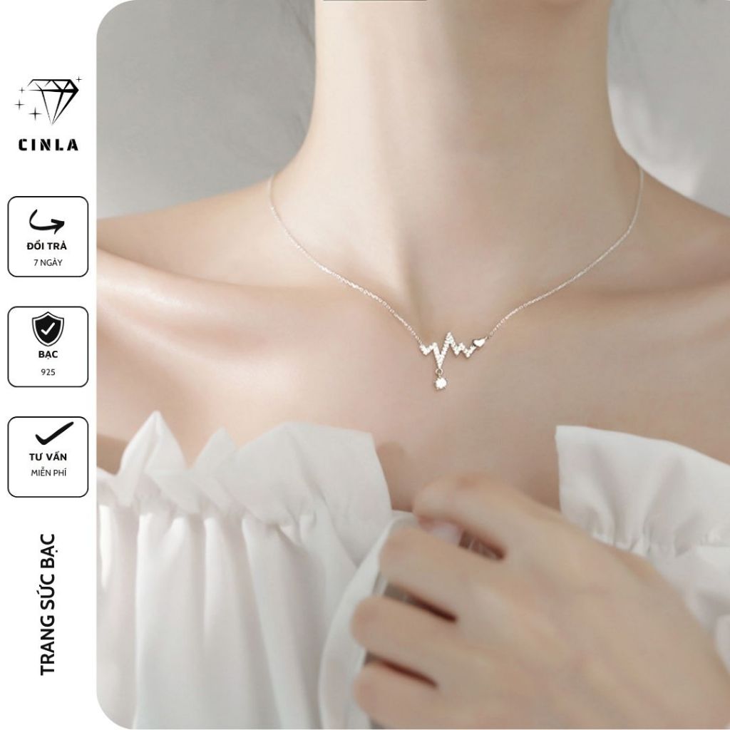 Dây chuyền vòng cổ nữ bạc 925 bền đẹp sang chảnh tiểu thư CINLA DC044