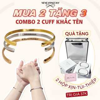 [CÓ SẴN] COMBO 2 CUFF KHẮC TÊN titan không hoen gỉ nene -Tặng Hộp túi thiệp- vòng đôi - vòng cặp
