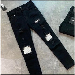  quần bò jean nam dài đen rách gối kiểu đẹp cá tính,chất jean dày co giãn form slimfit tôn dáng 