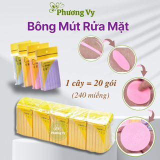 [Loại 1] 240 miếng bông mút nén vàng Chivey mềm mịn rửa mặt, tẩy trang | Bông mút nở vàng, bông bọt biển rửa mặt