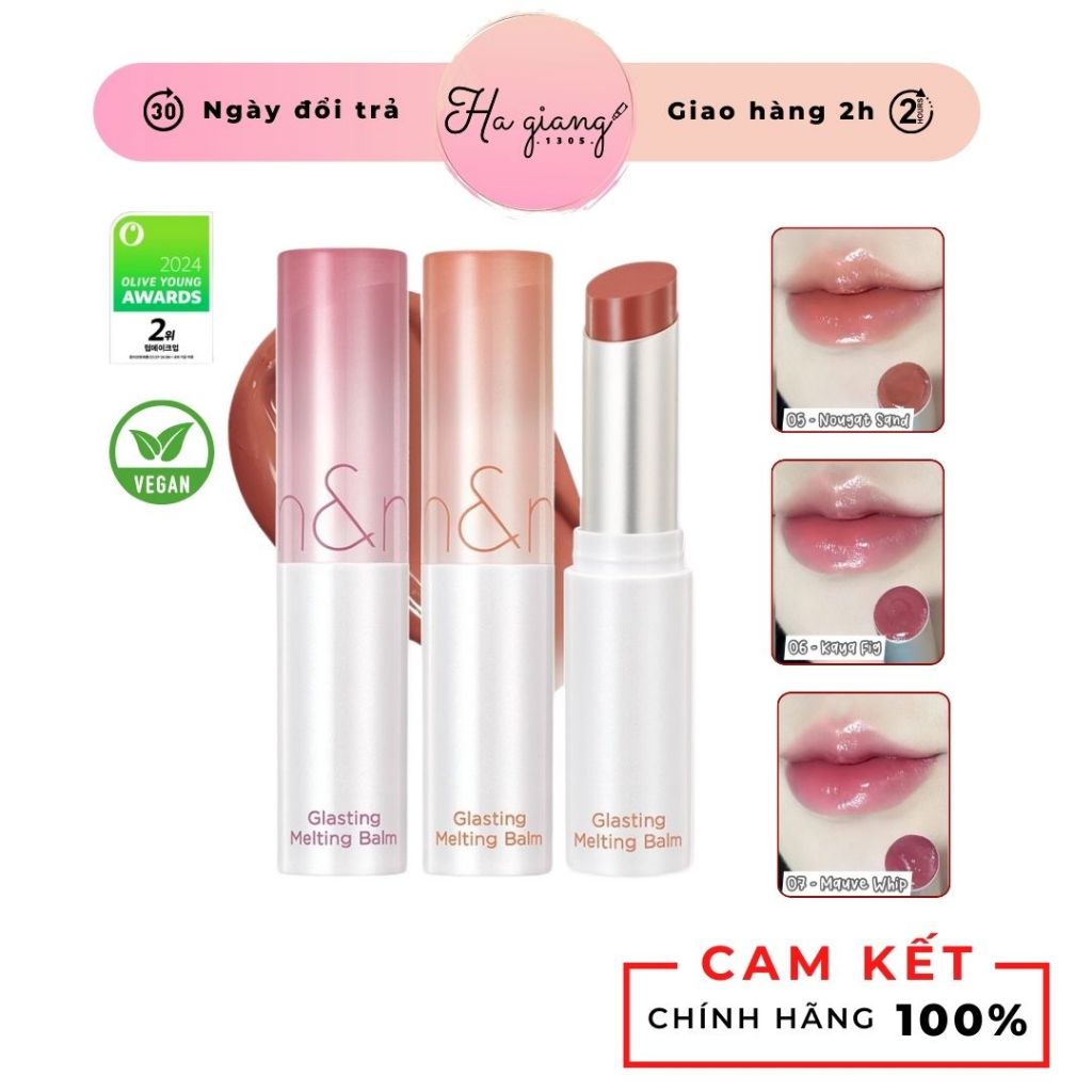 Son dưỡng màu tint Romand Glasting Melting Balm Full bảng màu 1-2-3-4-5-6
