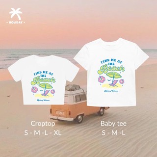 Áo thun nữ croptop baby tee Find me at the beach Holiday Vietnam