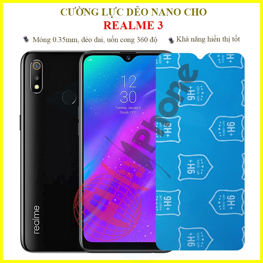 Dán cường lực dẻo nano trong hoặc nhám cho Realme 3