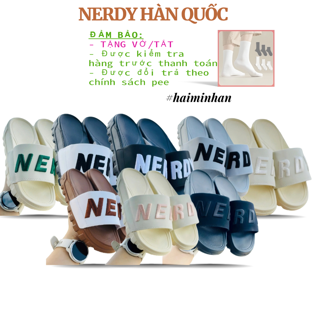 Dép Nerdy NERRDY ❤️FREESHIP + TẶNG VỚ ❤️ dép quai ngang nam nữ Nerrdy đế Left Right độnt 4cm, quai thiêu nổi