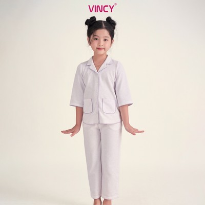 BỘ THUN DÀI PIJAMA VỚI MÀU TÍM NHẸ NHÀNG CHO BÉ KTD020W41