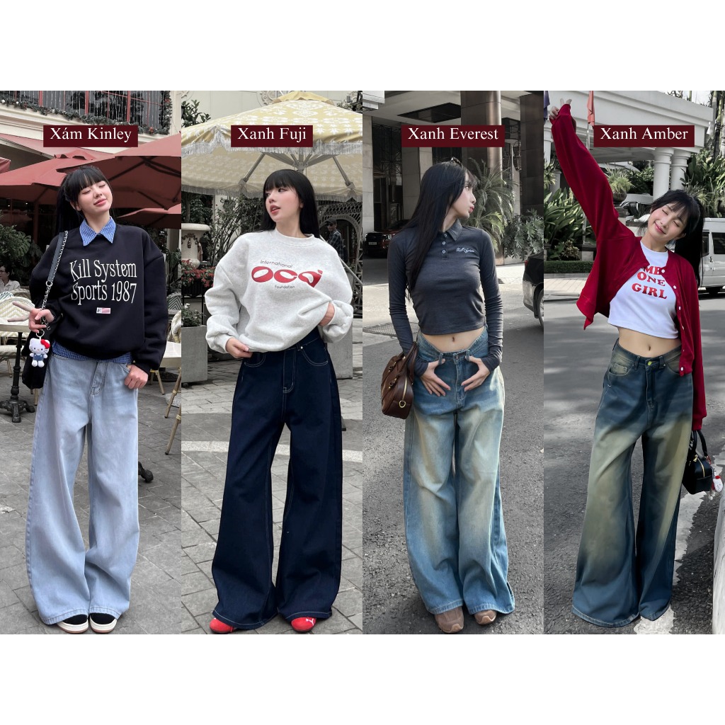 Quần Jeans wash 𝐊𝐢𝐥𝐥𝐬𝐲𝐬𝐭𝐞𝐦 ống rộng Mountain quần bò wash màu unisex thời trang nam nữ | BigBuy360 - bigbuy360.vn