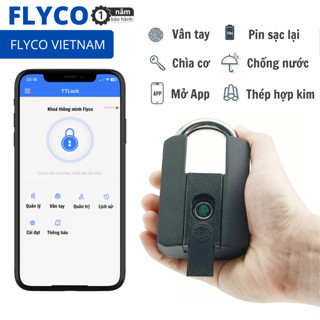 2024 Flyco Ổ Khóa Vân Tay Loại Cỡ Lớn Thông Minh sử dụng App, Sạc Lại pin chờ tới 1 năm - Khoá Chống Cắt - Cổng cửa nhà