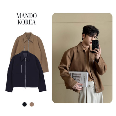 Áo Khoác Gentle Jacket Kaki MANDO Khoá Zip Dáng Lửng 2 Lớp Hack Dáng Style Phong Cách Hàn Quốc - XJAK015